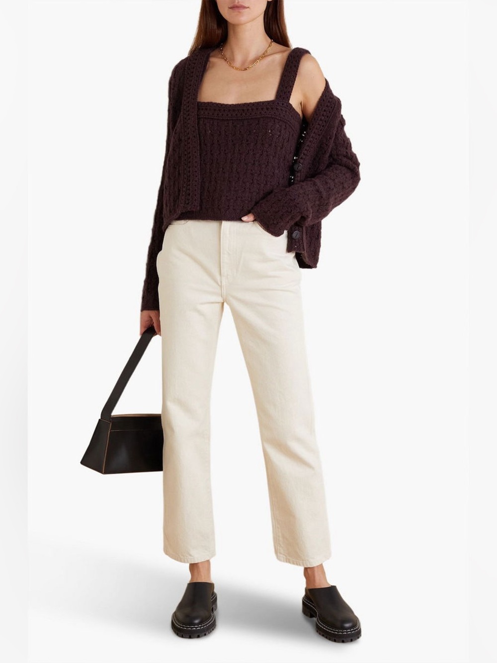Vince. Cropped Crochet-Knit Wool And Cashmere-Blend Top Sz Large MSRP$295